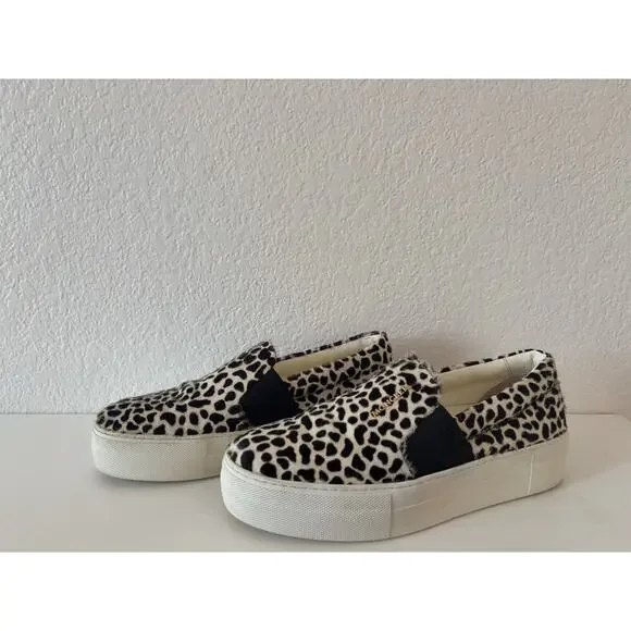 B50 Moncler Leopard Ponyhair Leather Loafer Animal Print Sneakers Women 36 US 6 - Picture 1 of 11